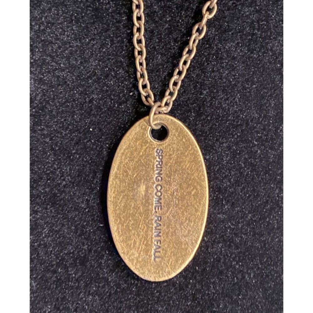 Vintage La Memoire Bronze Pendant Necklace With Engraving